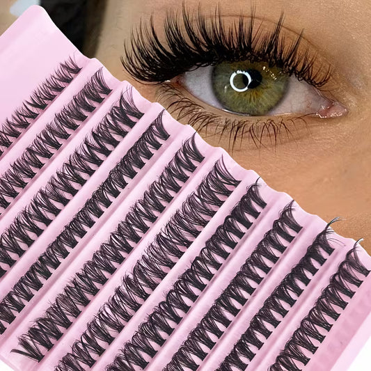 Cluster lashes with glue.